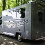 Grey Horsebox with Black Graphics Rear View Small